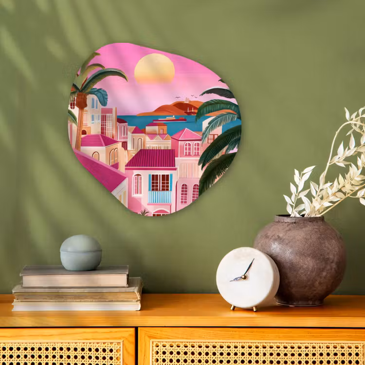 Organisch schilderij - Forex - Stad - Roze - Palmbomen — 2