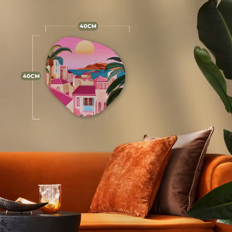 Organisch schilderij - Forex - Stad - Roze - Palmbomen — 4