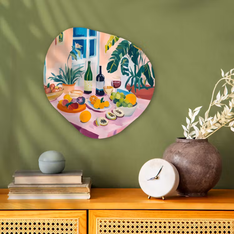 Organisch schilderij - Forex - Tafel - Wijn - Fruit — 2