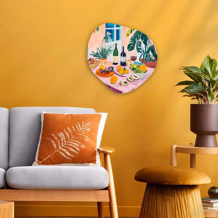 Organisch schilderij - Forex - Tafel - Wijn - Fruit — 3