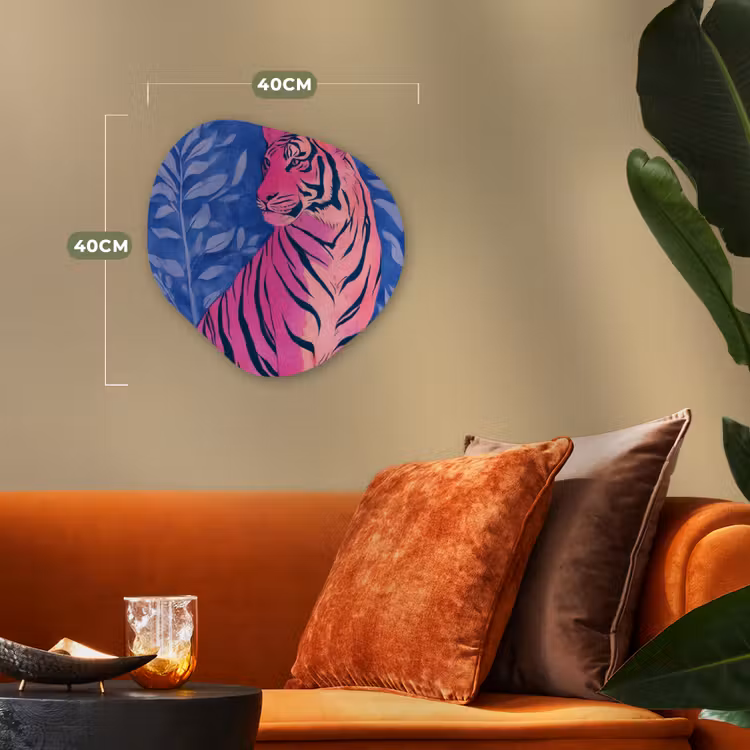 Organisch schilderij - Forex - Tijger - Roze - Bladeren - Jungle — 4