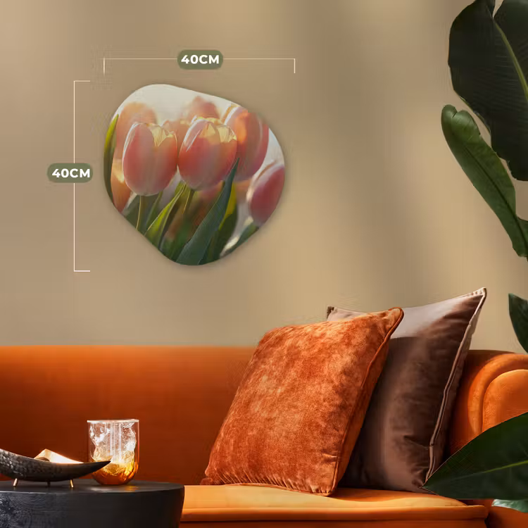 Organisch schilderij - Forex - Tulpen - Roze - Zonnestralen — 4
