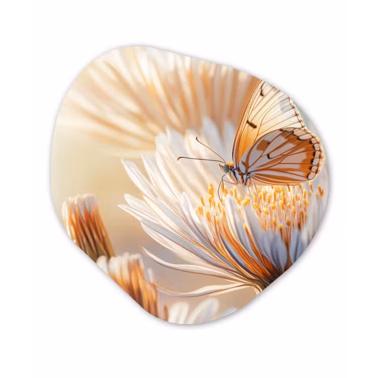 Organisch schilderij - Forex - Vlinder - Bloem - Oranje — 1