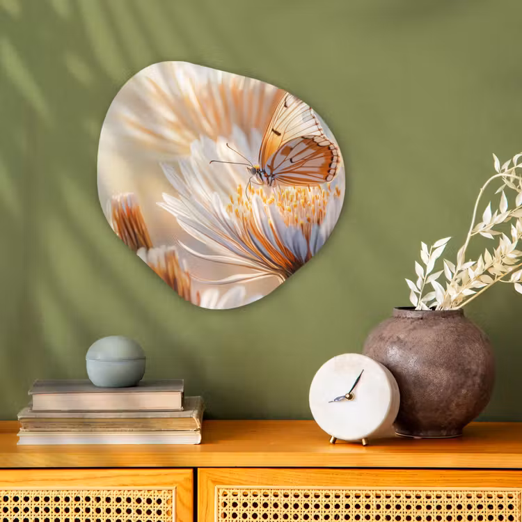 Organisch schilderij - Forex - Vlinder - Bloem - Oranje — 2