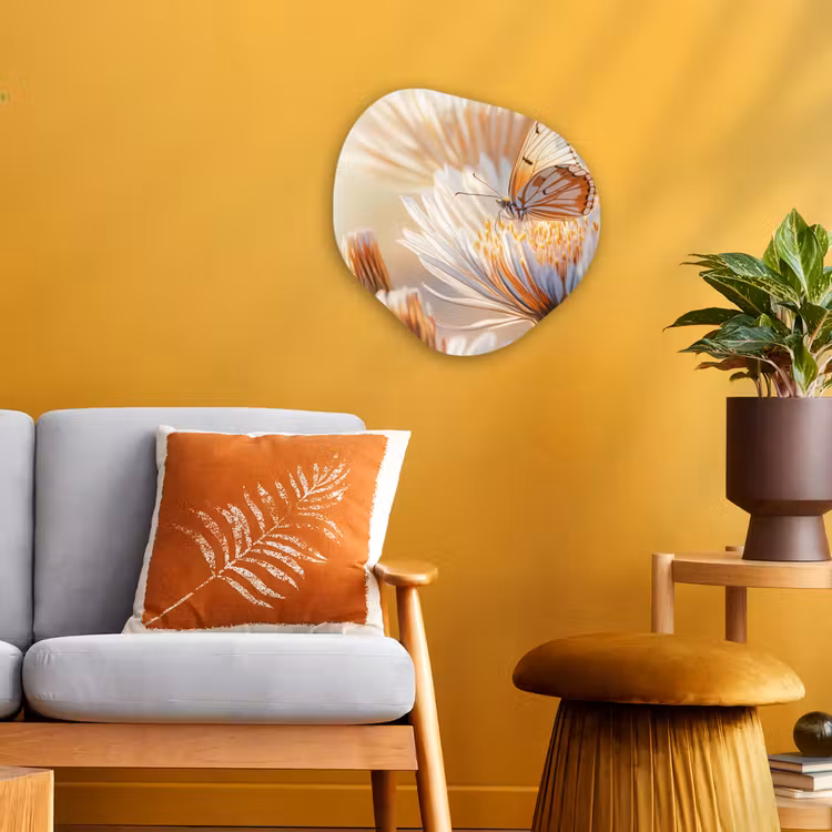 Organisch schilderij - Forex - Vlinder - Bloem - Oranje — 3