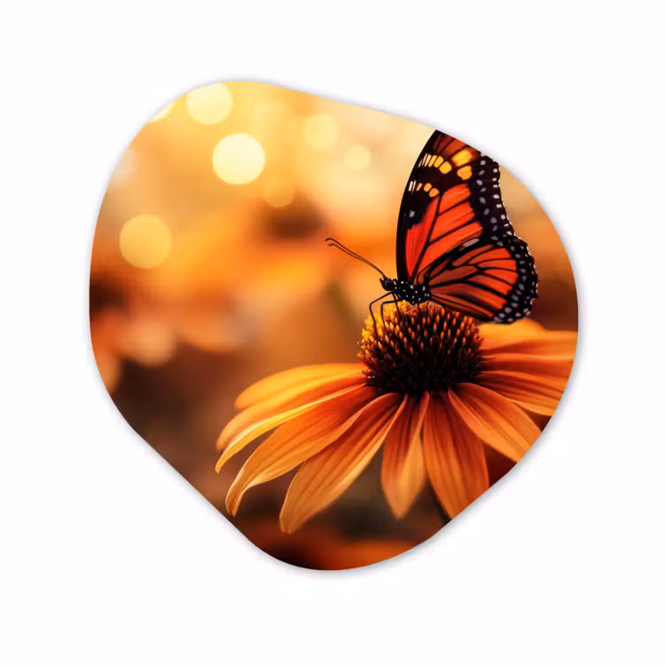 Organisch schilderij - Forex - Vlinder - Bloemen - Oranje — 1