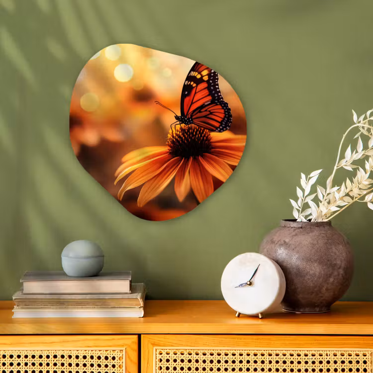 Organisch schilderij - Forex - Vlinder - Bloemen - Oranje — 2