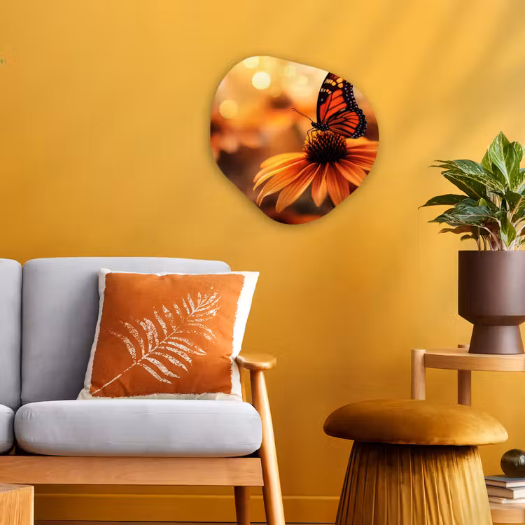 Organisch schilderij - Forex - Vlinder - Bloemen - Oranje — 3