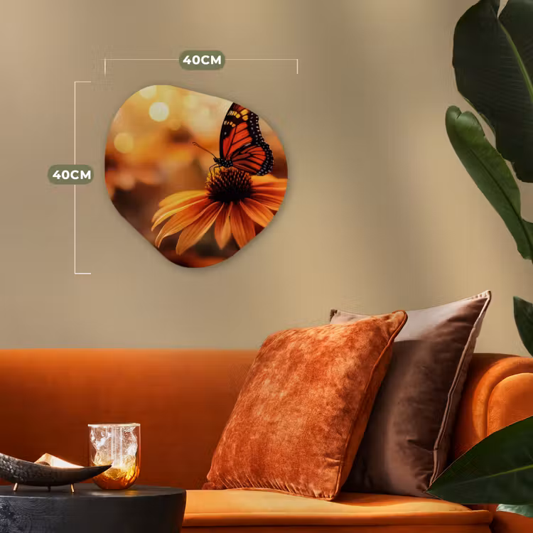 Organisch schilderij - Forex - Vlinder - Bloemen - Oranje — 4