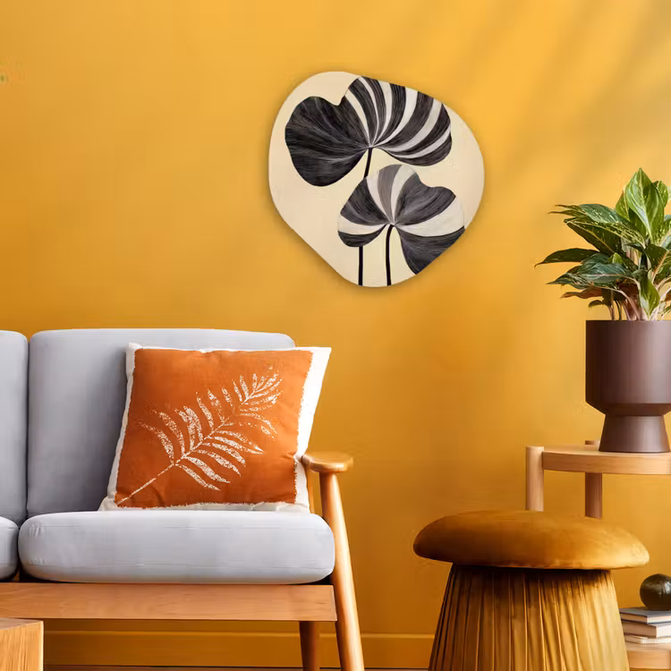Organisch schilderij - Forex - Zwart - Bladeren - Strepen - Minimalistisch — 3