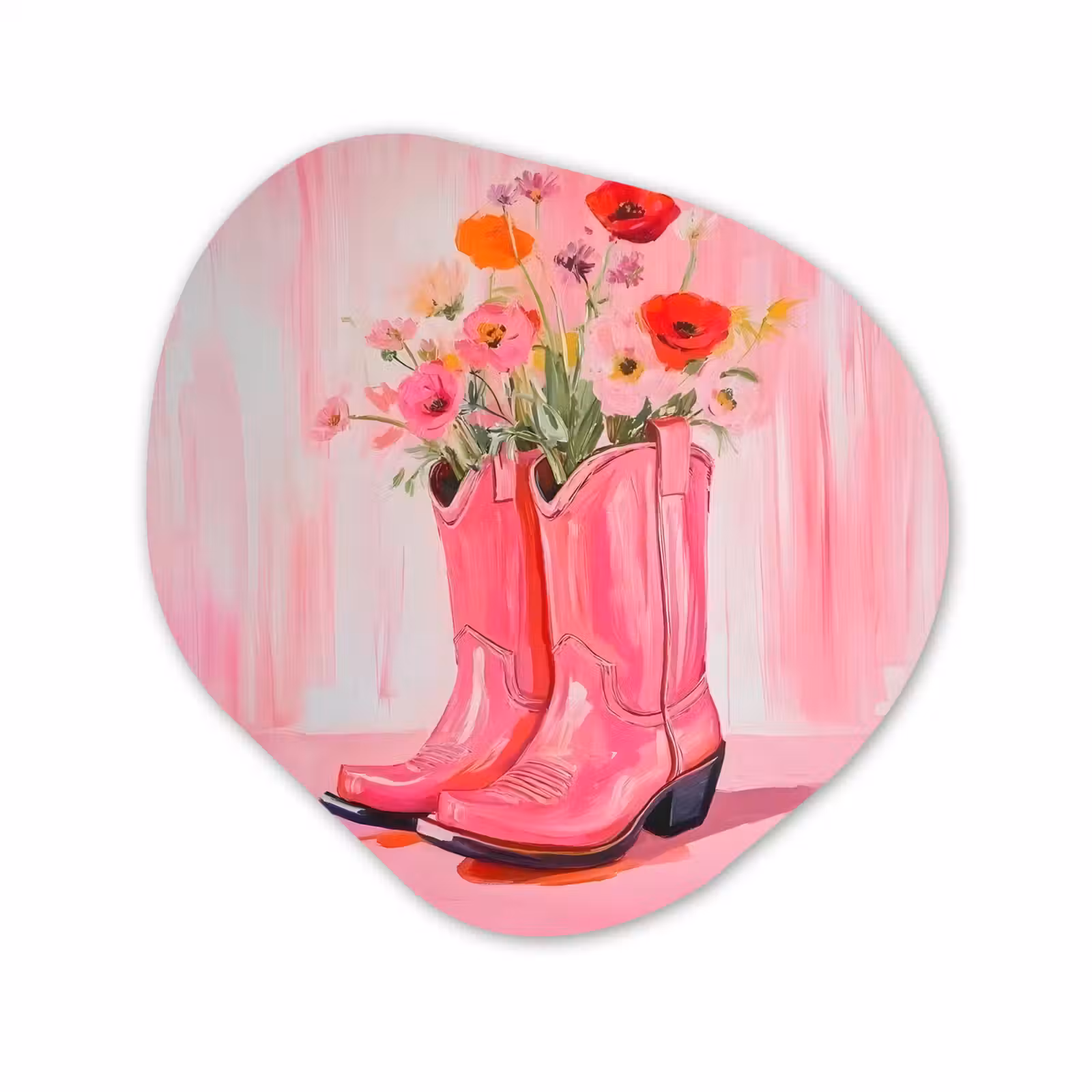 Organisch schilderij - Forex - Roze - Bloemen - Cowboy — 1