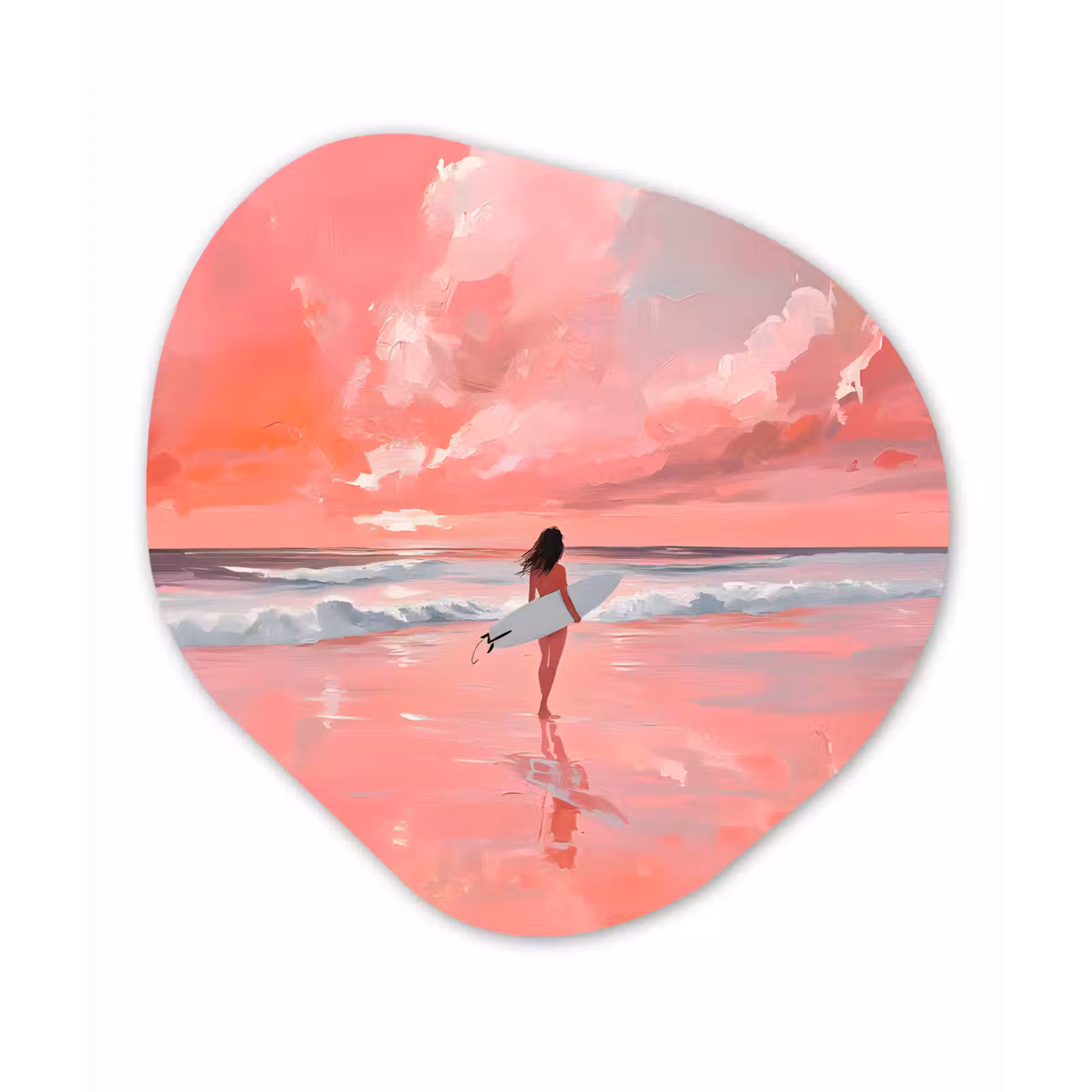 Organisch schilderij - Forex - Roze - Surfen - Zee — 1