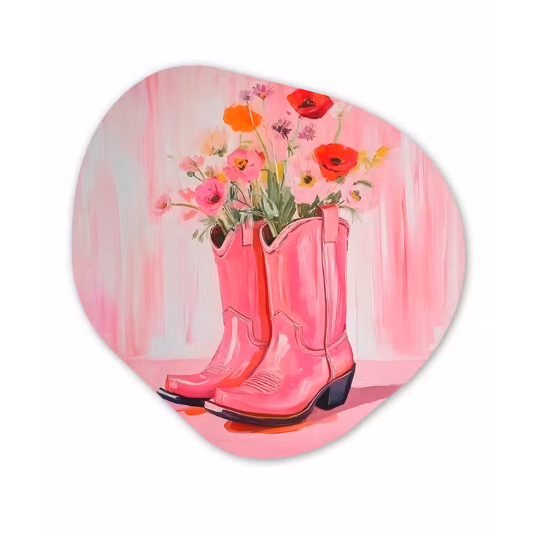Organisch schilderij - Forex - Roze - Bloemen - Cowboy — 1
