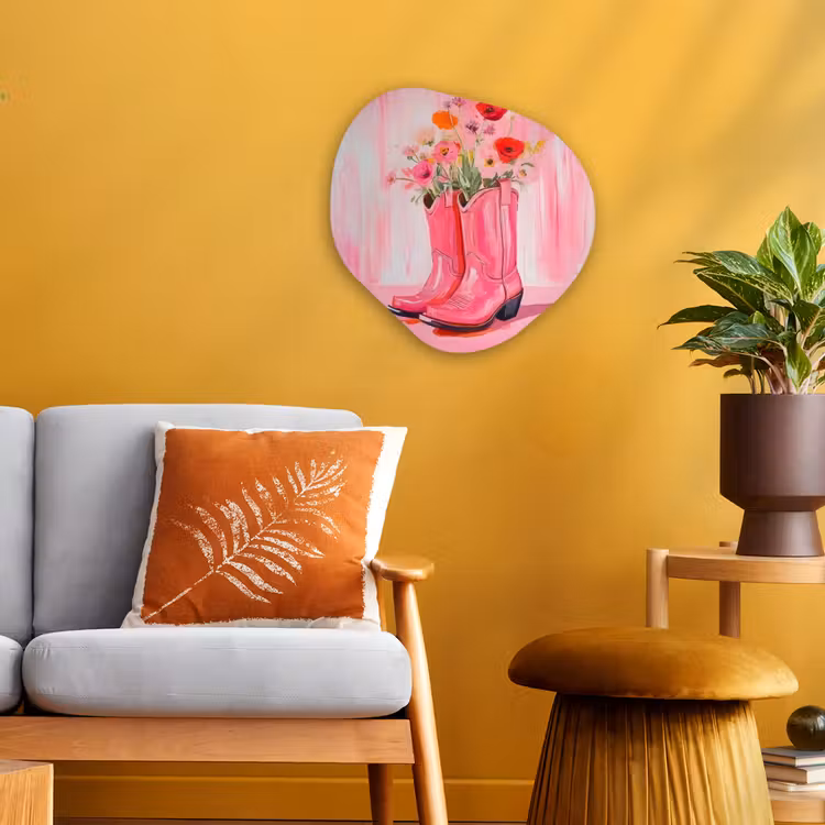 Organisch schilderij - Forex - Roze - Bloemen - Cowboy — 3