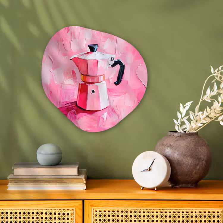 Organisch schilderij - Forex - Roze - Verf - Coffee — 2