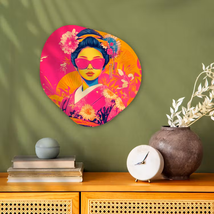 Organisch schilderij - Forex - Vrouw - Zonnebril - Abstract - Oranje — 2