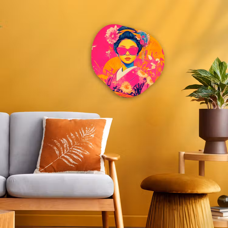 Organisch schilderij - Forex - Vrouw - Zonnebril - Abstract - Oranje — 3