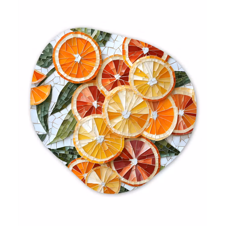 Organisch schilderij - Forex - Schijfjes - Fruit - Oranje - Mozaïek — 1
