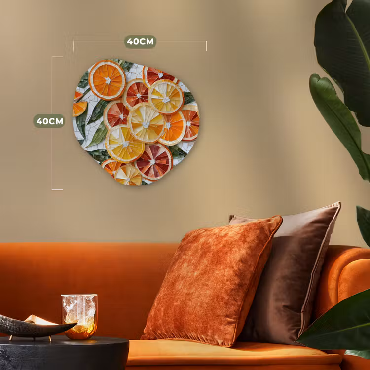 Organisch schilderij - Forex - Schijfjes - Fruit - Oranje - Mozaïek — 4