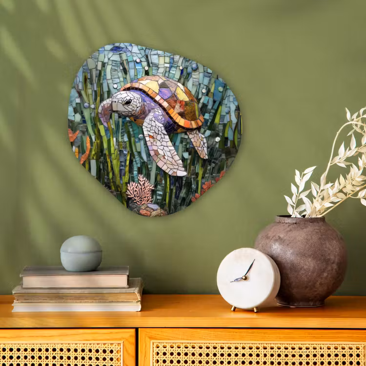 Organisch schilderij - Forex - Schildpad - Zeewier - Mozaïek — 2
