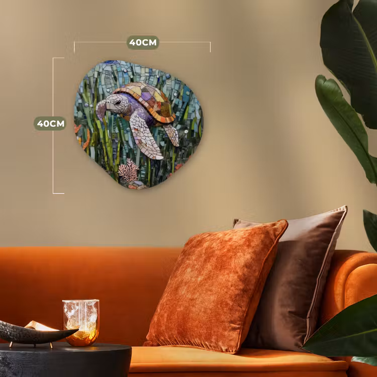 Organisch schilderij - Forex - Schildpad - Zeewier - Mozaïek — 4