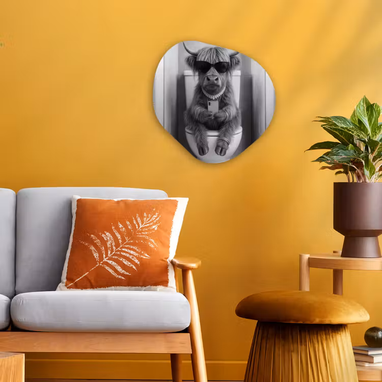 Organisch schilderij - Forex - Stier - Telefoon - Toilet - Zwart - Wit — 3