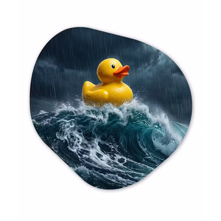 Organisch schilderij - Forex - Storm - Badeend - Golven — 1