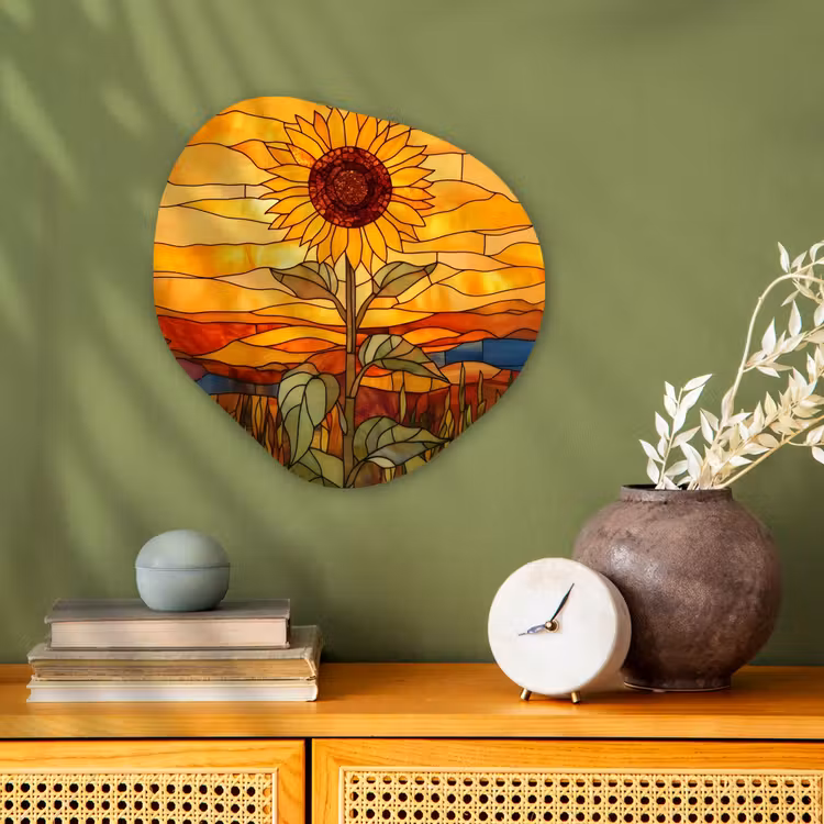 Organisch schilderij - Forex - Zonnebloem - Mozaïek - Zonsondergang - Geel — 2