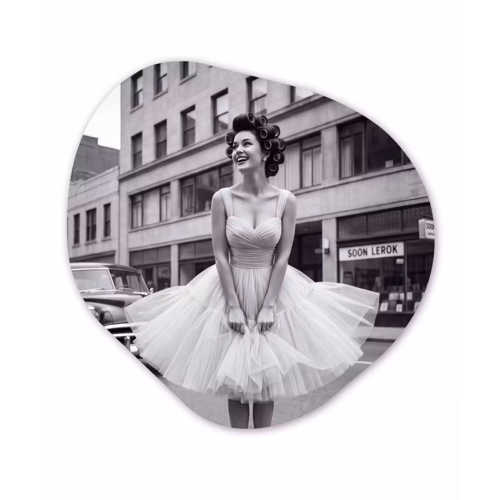 Organisch schilderij - Forex - Retro - Vrouw - Zwart - Wit — 1