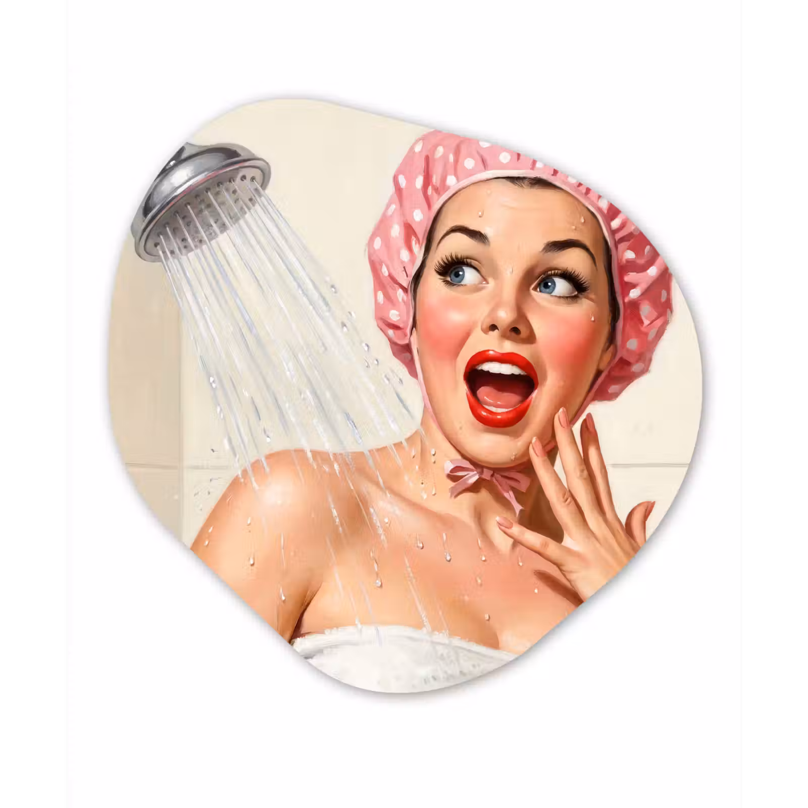 Organisch schilderij - Forex - Vrouw - Douche - Roze — 1