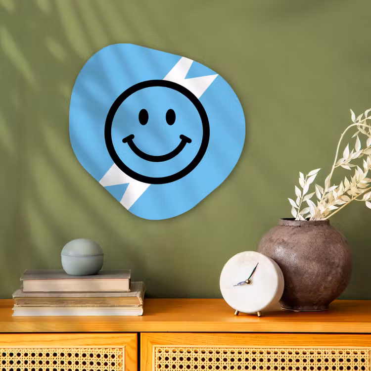 Organisch schilderij - Forex - Smiley - Blauw - Bliksem — 2