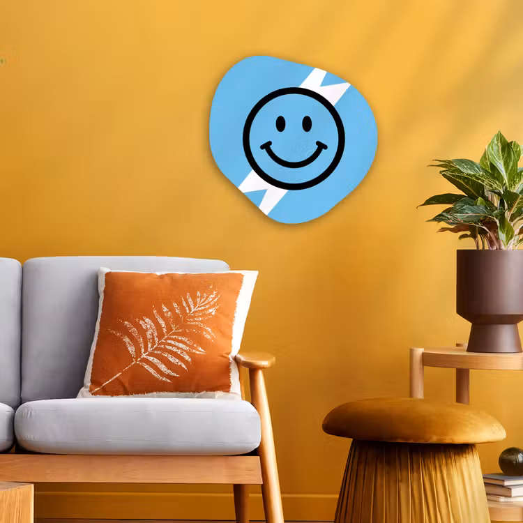 Organisch schilderij - Forex - Smiley - Blauw - Bliksem — 3