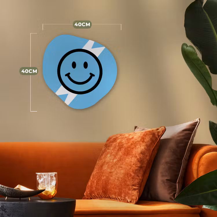 Organisch schilderij - Forex - Smiley - Blauw - Bliksem — 4