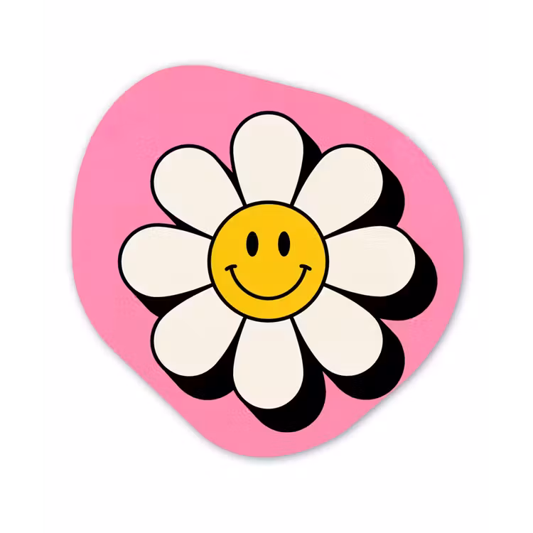 Organisch schilderij - Forex - Smiley - Bloem - Roze — 1