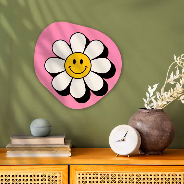 Organisch schilderij - Forex - Smiley - Bloem - Roze — 2