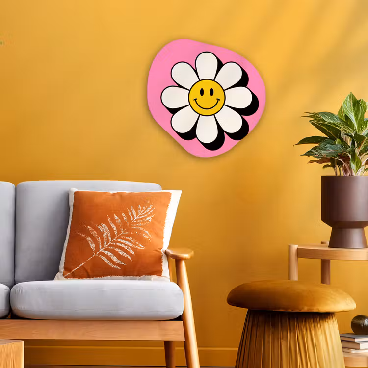 Organisch schilderij - Forex - Smiley - Bloem - Roze — 3