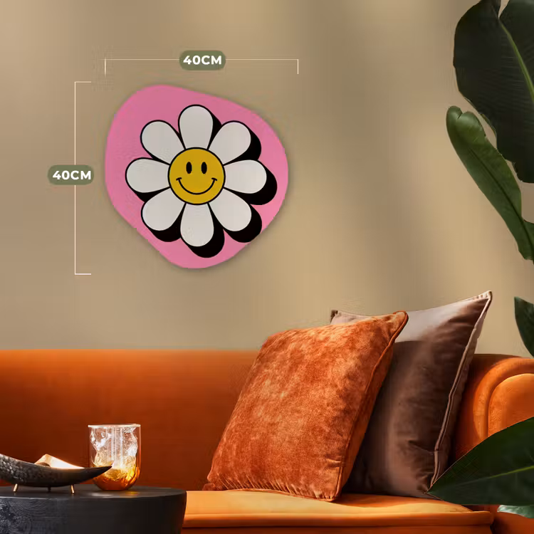 Organisch schilderij - Forex - Smiley - Bloem - Roze — 4