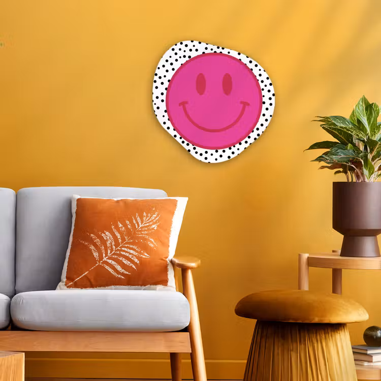 Organisch schilderij - Forex - Smiley - Roze - Stippen — 3