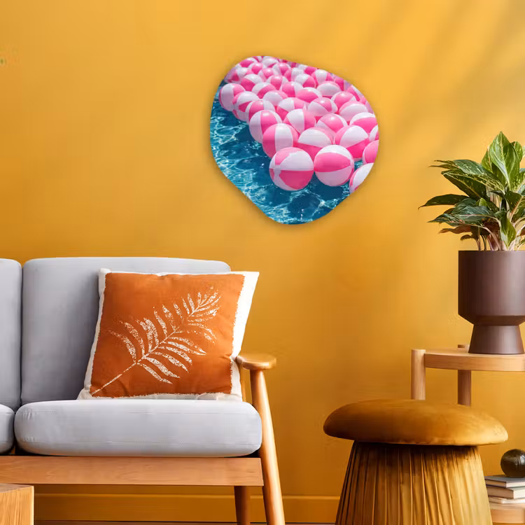 Organisch schilderij - Forex - Strandballen - Roze - Water — 3