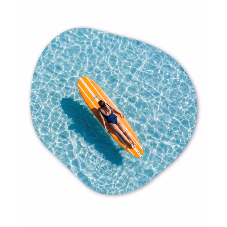 Organisch schilderij - Forex - Surfboard - Water - Badpak - Oranje — 1