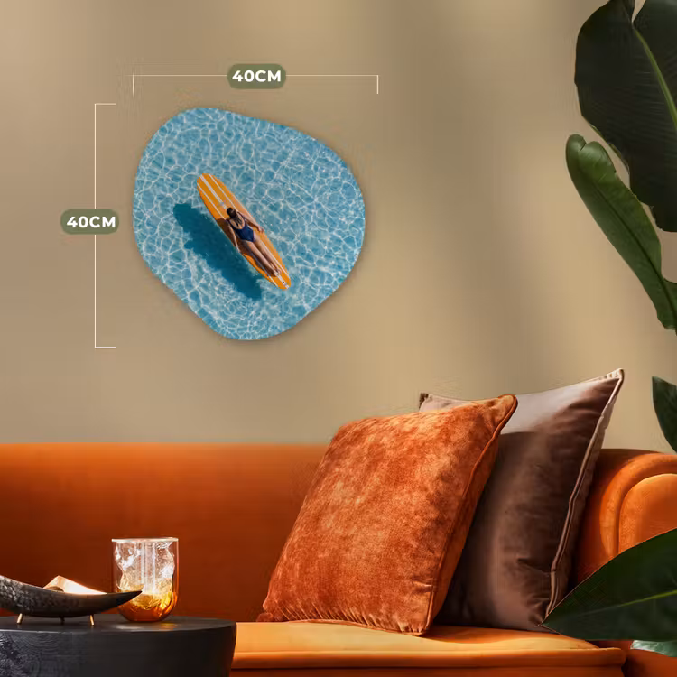Organisch schilderij - Forex - Surfboard - Water - Badpak - Oranje — 4