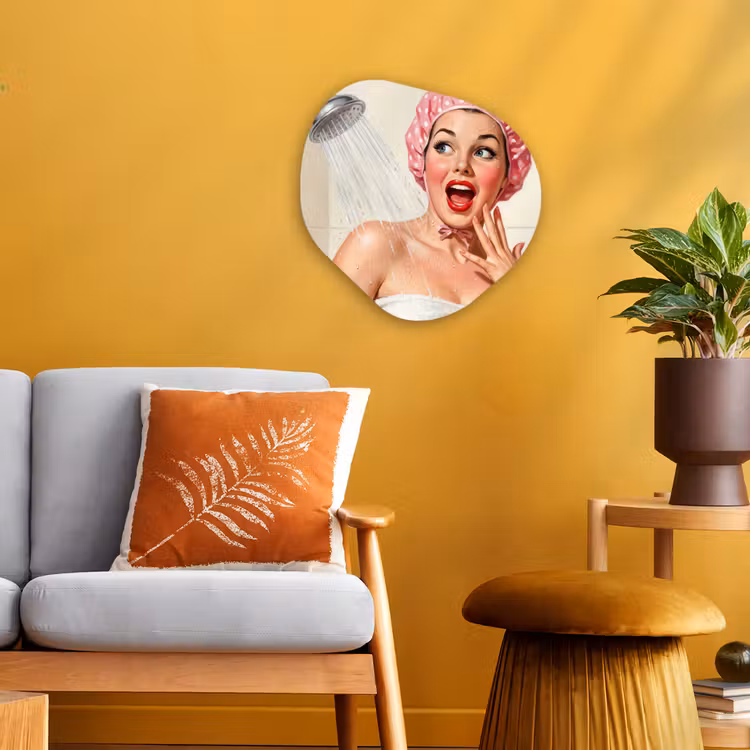 Organisch schilderij - Forex - Vrouw - Douche - Roze — 3