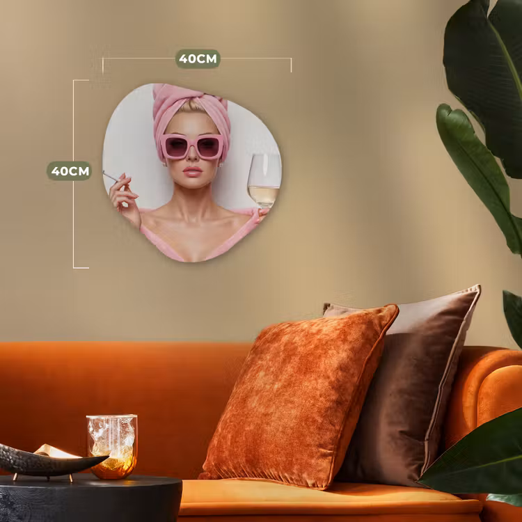 Organisch schilderij - Forex - Vrouw - Roze - Wijn - Zonnebril — 4