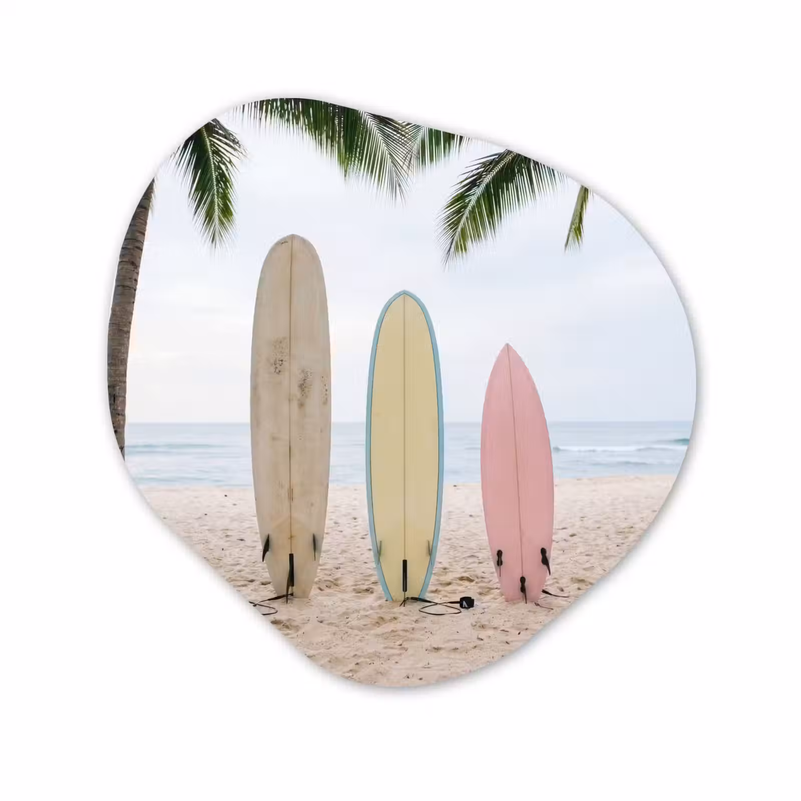 Organisch schilderij - Forex - Surfboard - Palmbomen - Kleurrijk — 1