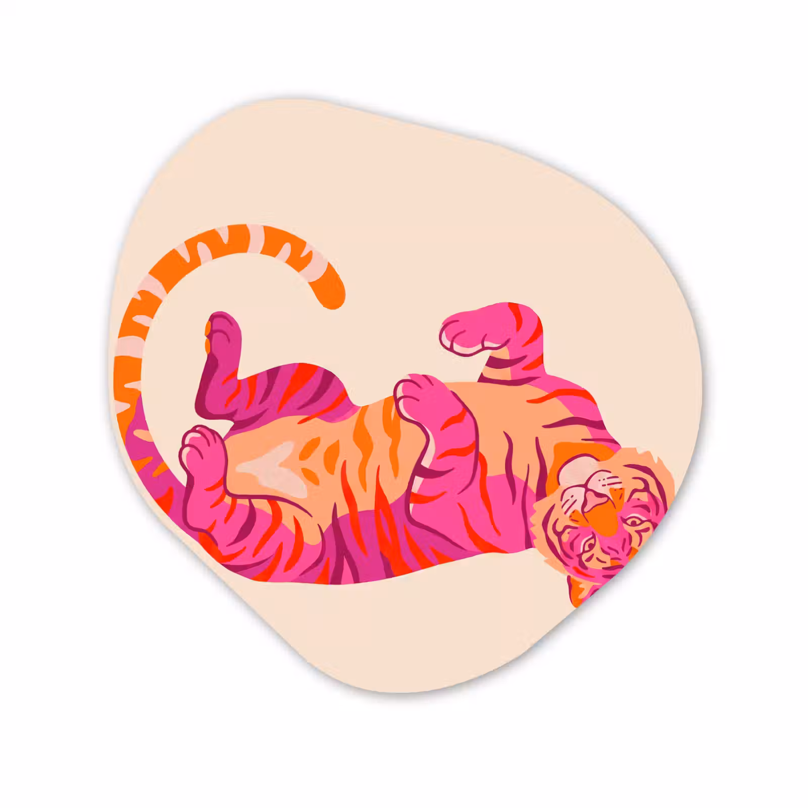 Organisch schilderij - Forex - Tijger - Roze - Oranje — 1