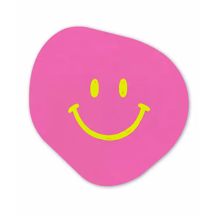 Organisch schilderij - Forex - Smiley - Vrolijk - Roze — 1