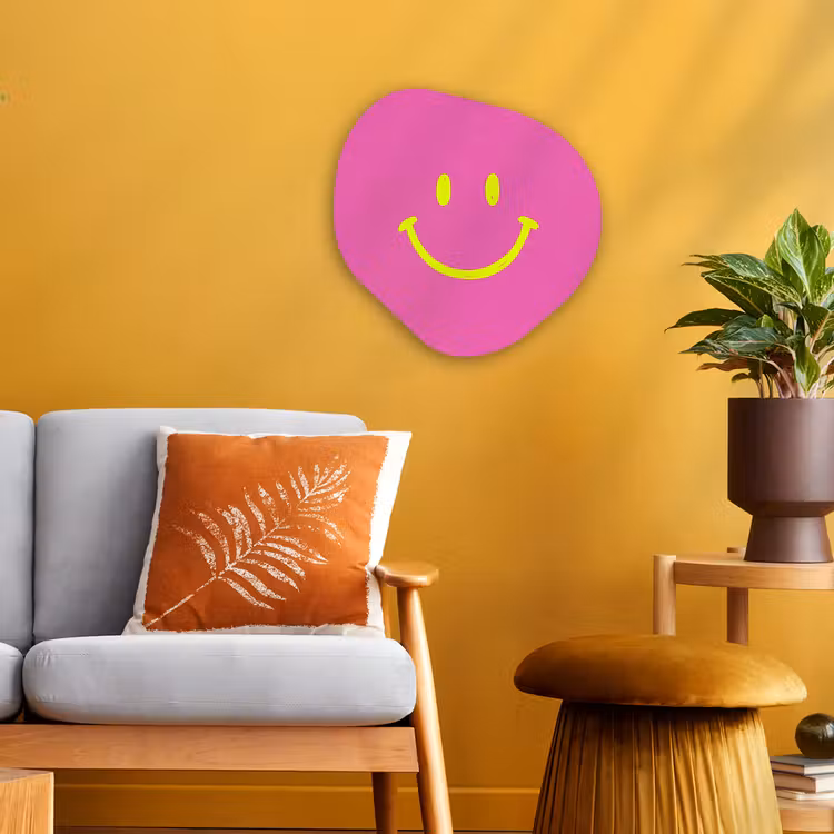 Organisch schilderij - Forex - Smiley - Vrolijk - Roze — 3