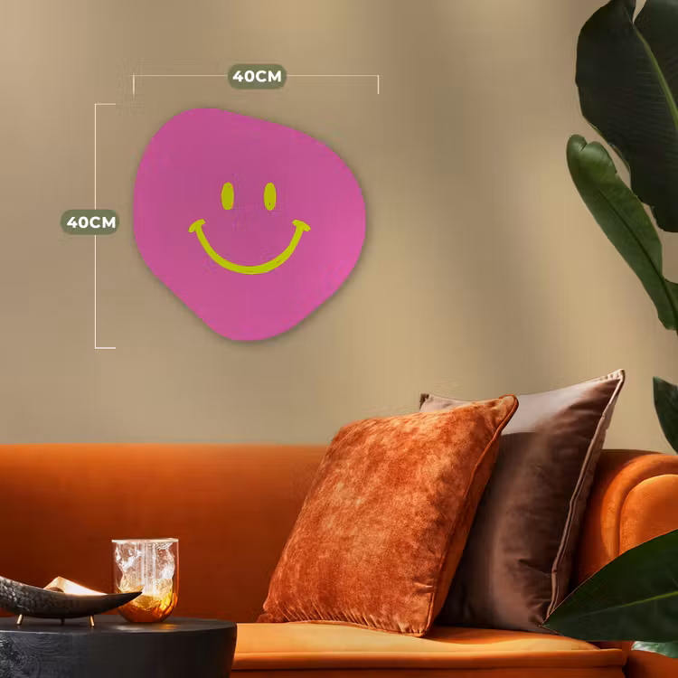 Organisch schilderij - Forex - Smiley - Vrolijk - Roze — 4