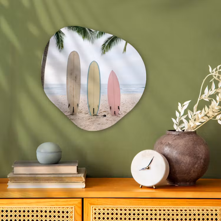 Organisch schilderij - Forex - Surfboard - Palmbomen - Kleurrijk — 2
