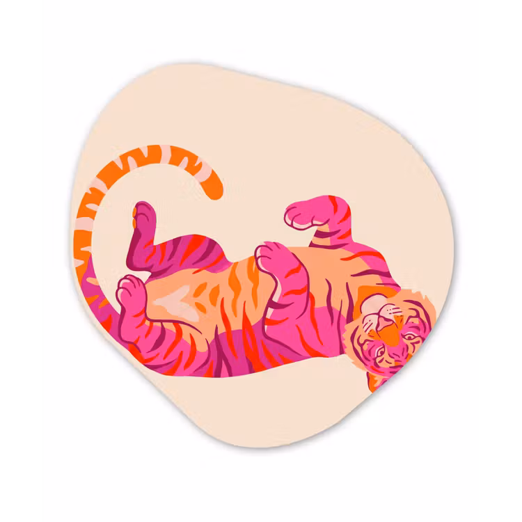 Organisch schilderij - Forex - Tijger - Roze - Oranje — 1